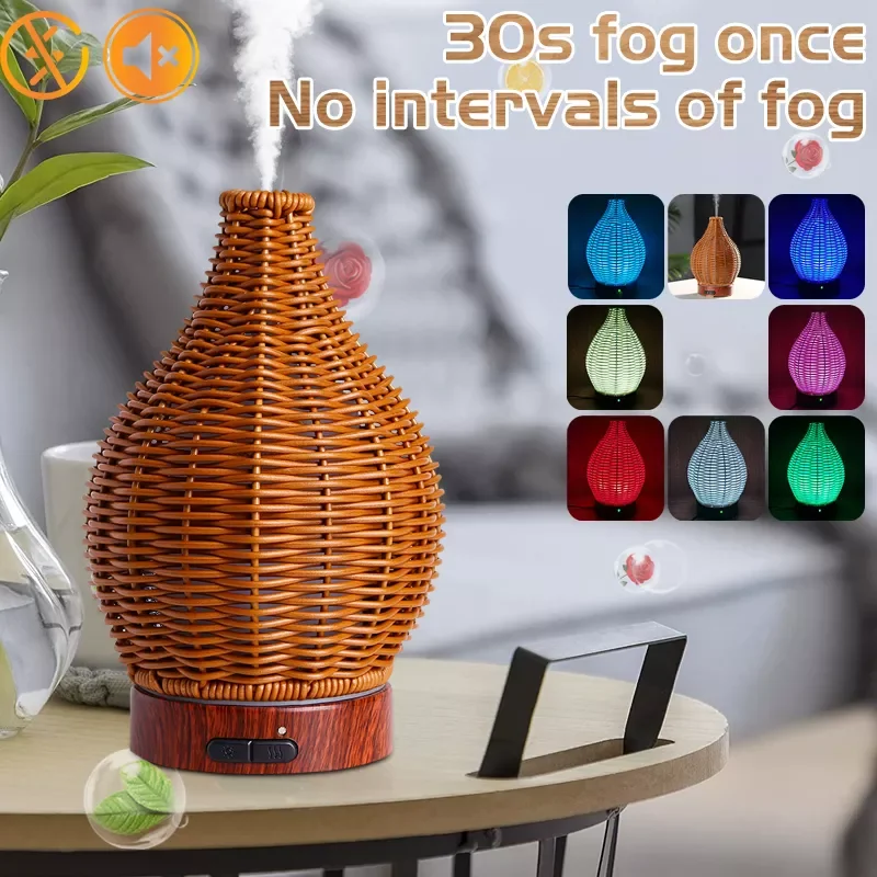 

Essential Oil Diffuser Rattan Aroma Mist Humidifiers Aromatherapy Diffusers With Waterless Auto Shut-Off Protection