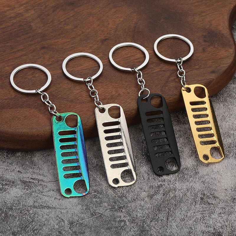 Keychain Men's Car Keys Modification Jeep Front Face Grille Decoration Key Ring Auto Parts Key Chains