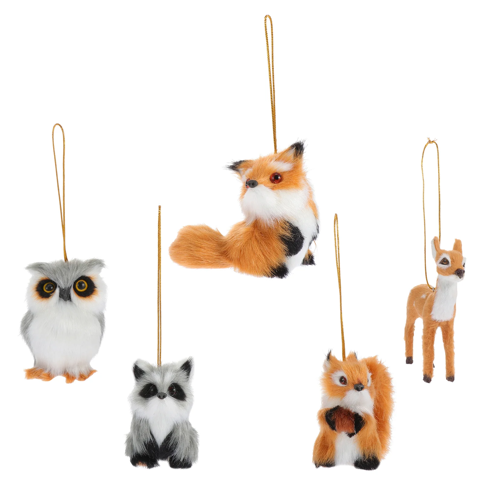 

5Pcs Simulation Plush Animal Pendants Delicate Hanging Animal Decorations