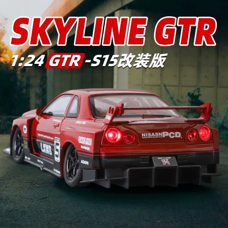 1:24 Nissan GTR R34 Skyline Рождественский модифицированный автомобиль из сплава модель