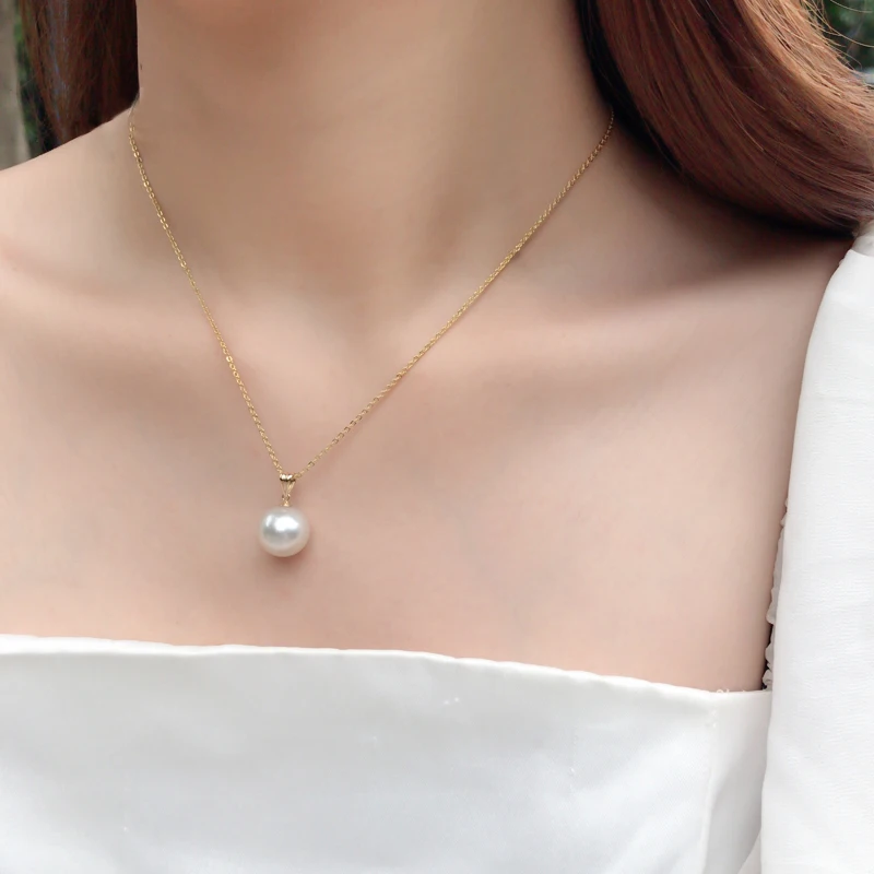 Ожерелье жемчужное круглое из натурального пресноводного золота 18 карат Подарок