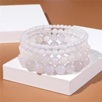fashion white agates bead bracelets natural stone beaded bracelet 4 6 8 10mm stonebead bracelets for women men jewelry bangles