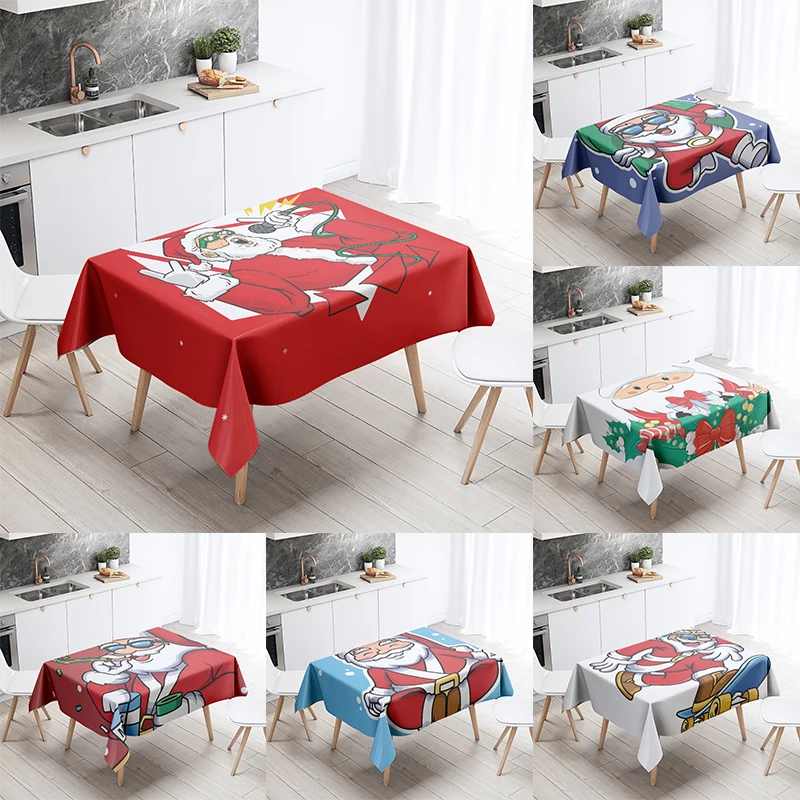 

Стильное Рождественское украшение Санта-Клаус, водонепроницаемая скатерть, скатерть Санта-Клаус, обеденный стол, украшение для дома