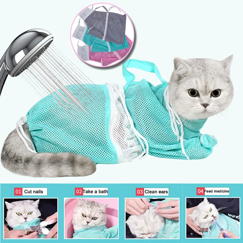 

Cat Bathing Bag Puppy Dog Cleaning Shower Bag Cat Grooming Bag For Bathing Nail Trimming Anti-Scratch Pet Products Suppliers