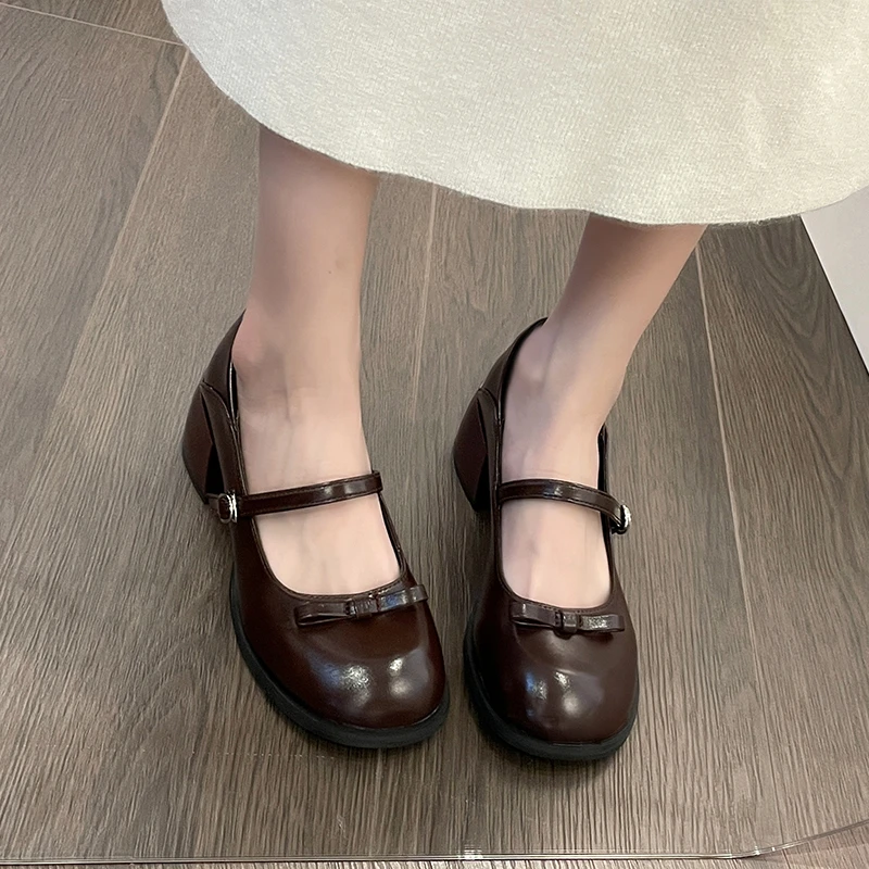 

Women's Shoes on Sale 2023 Mary Janes Women's High Heels Retro Office Pumps Women Butterfly-knot Solid Buckle Strap Female Shoes