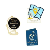 creative cartoon globe brooch travel outdoor travel navigation pin clothes anti light buckle lapel pin