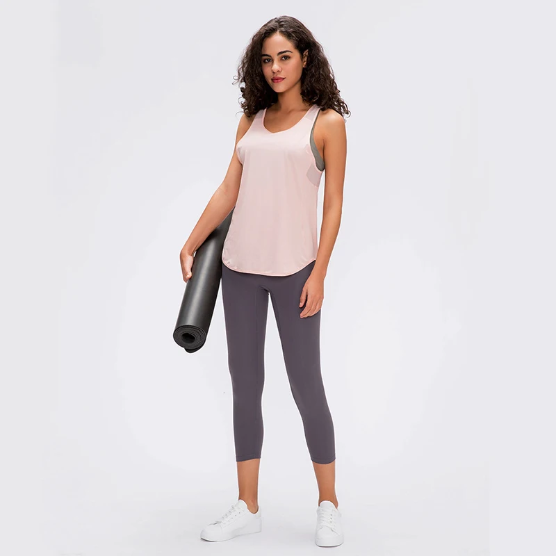 Lulu Women's Vest Tank Top Gym Yoga Fitness Sports Top Womens Clothing Quick Dry Workout Breathable West Crop Top Training Vests