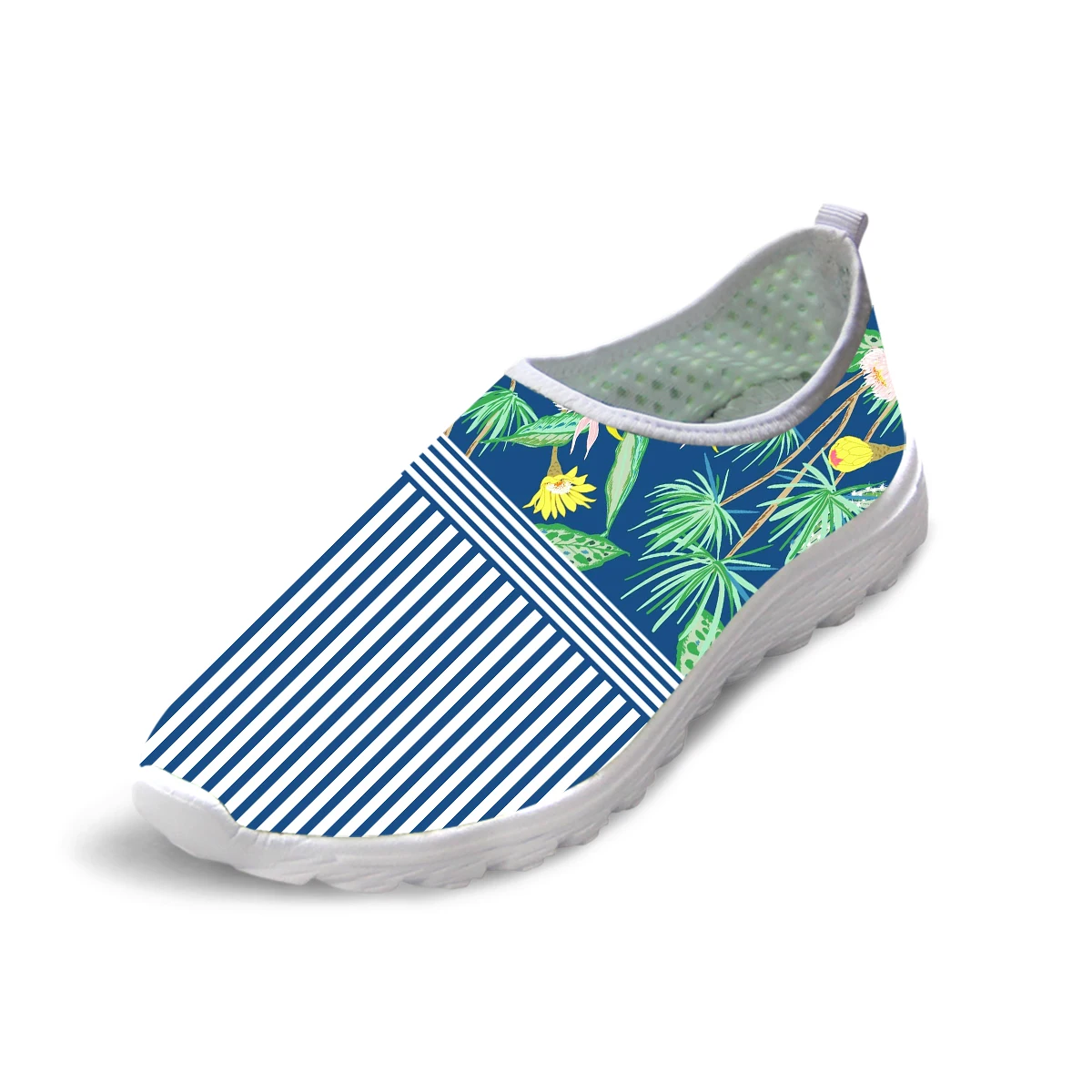 ADVOCATOR Striped Floral Print Mesh Footwear Breathable Woman Flats Shoes Summer Slip on Light Loafers Zapatos Free Shipping