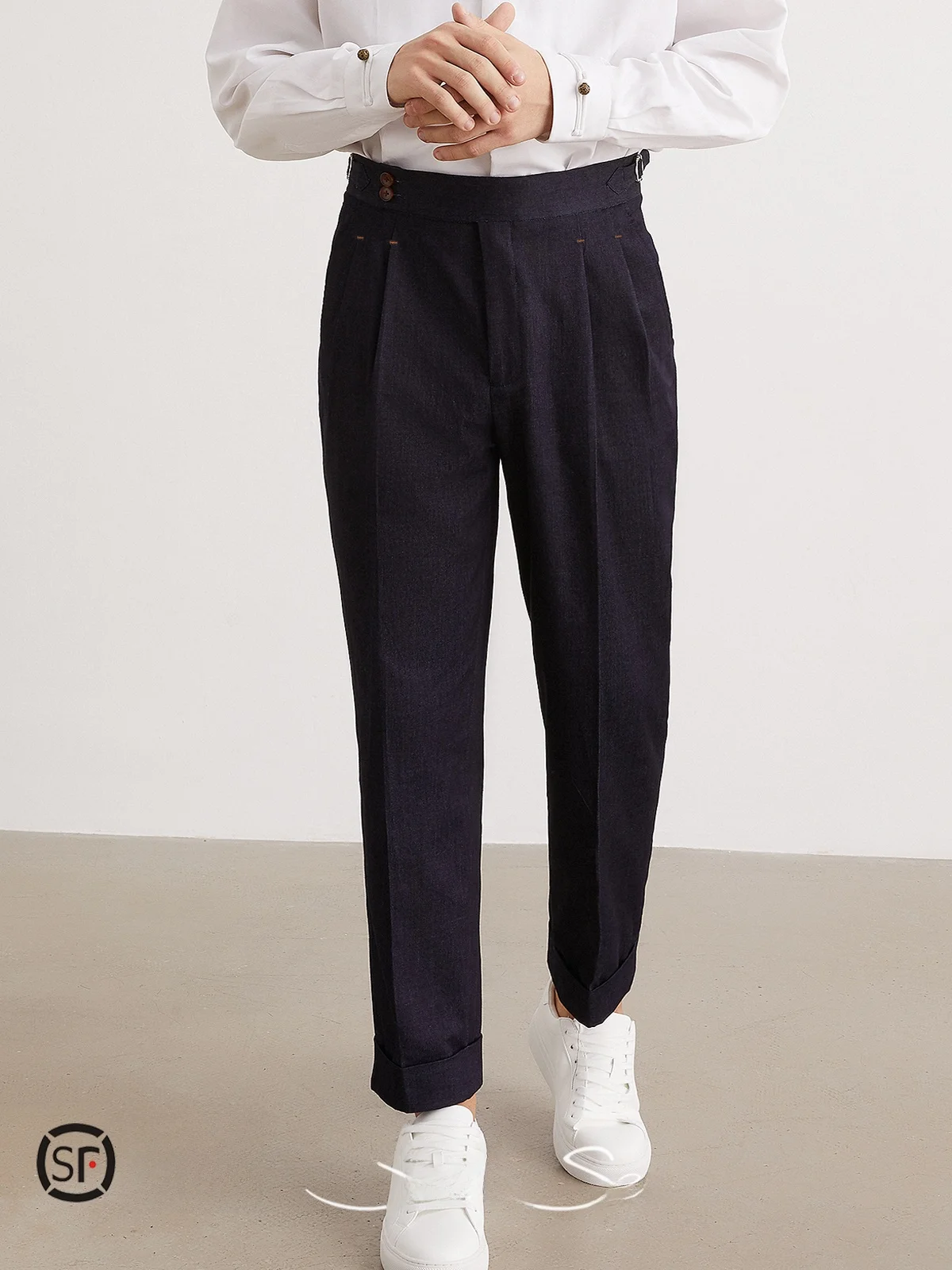 Suitsee New Naples Italian Sle Retro Suit trousers Men's Business Casual Straight High Waist Trousers |