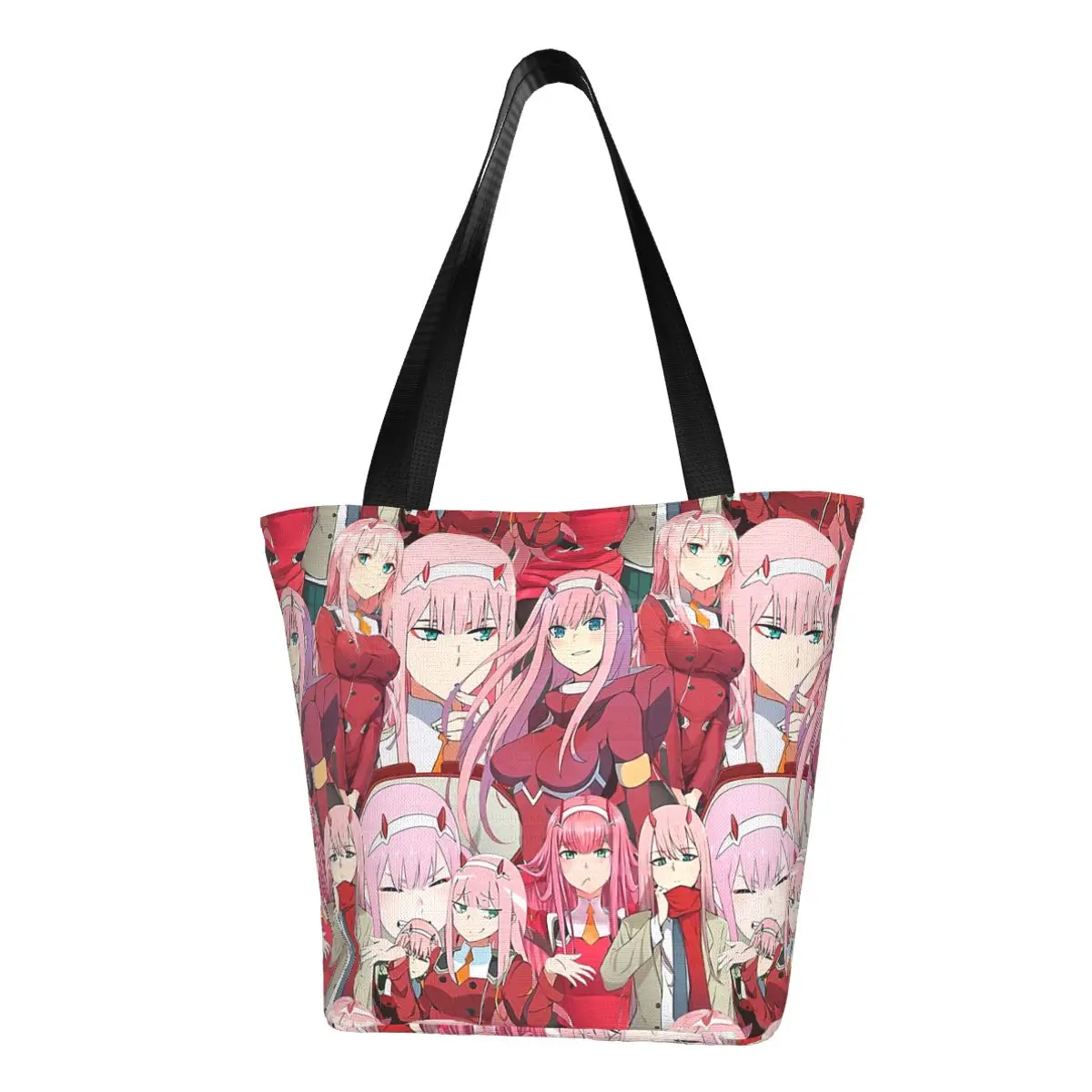 Zero Two Tribute Pattern Polyester outdoor girl handbag, woman shopping bag, shoulder bag, canvas bag, gift bag