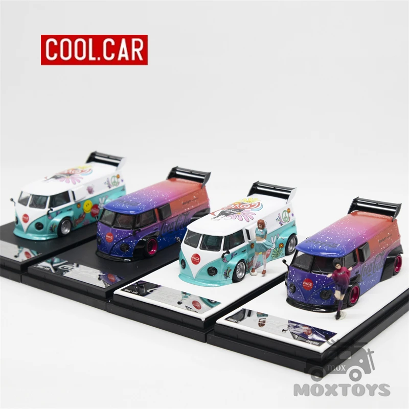 

CooLCar 1:64 T1 Van Mini bus Starlight / Love&Peace coating Diecast Model Car