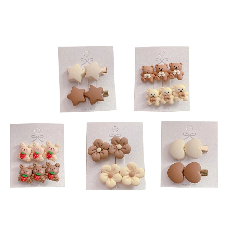 

1 Pair Children Cartoon Plastic Hair Clips Cute Rabbit Bear Love Heart Flower Bangs Hairpins Sweet Barrettes Hair Pin Kids Gifts