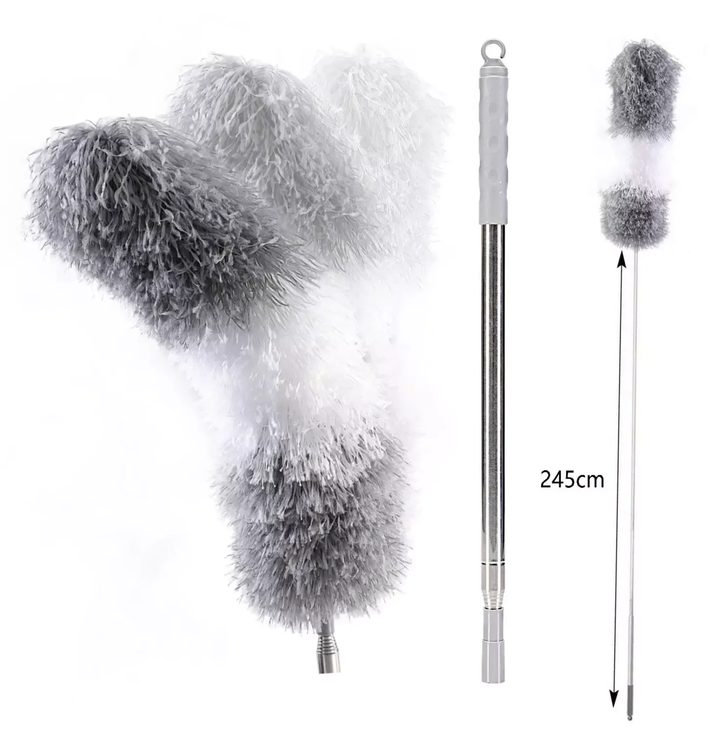 

Microfiber Telescoping Duster with 100" Extendable Stainless Steel Pole Bendable Washable Scratch-Resistant Cover