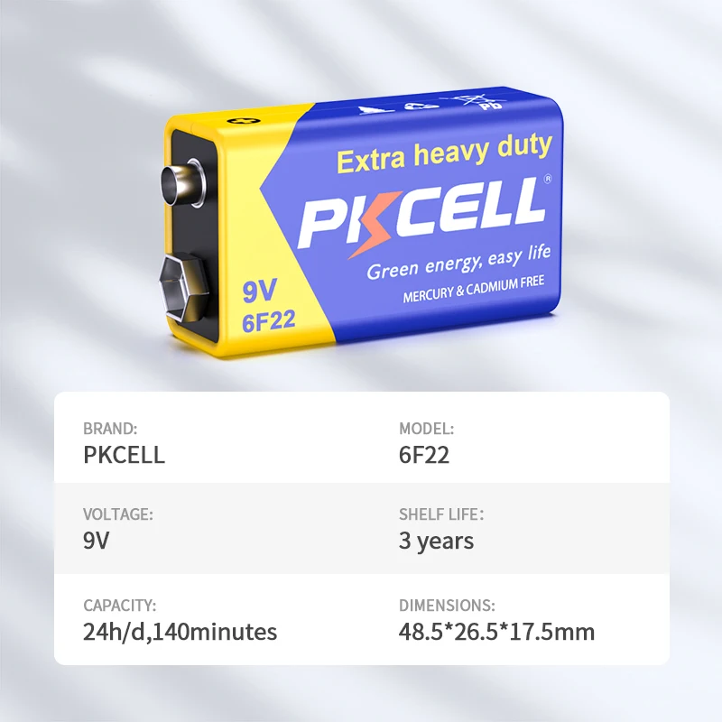 PKcell 6F22 9В сухие аккумуляторы