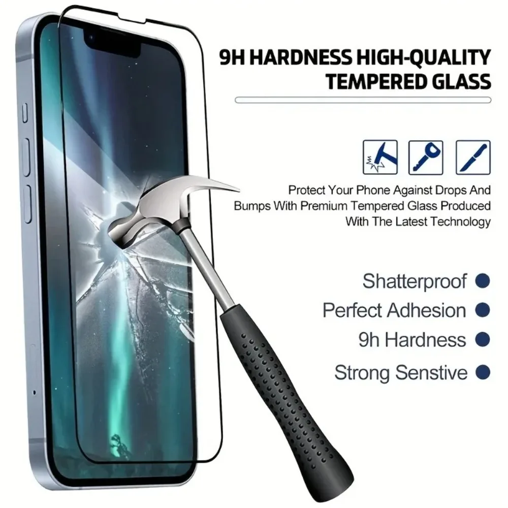 Закаленное стекло 9D для IPhone Защита экрана 13 12 15 Pro 14 11 Max 7 8 Plus XR XS 1 шт.