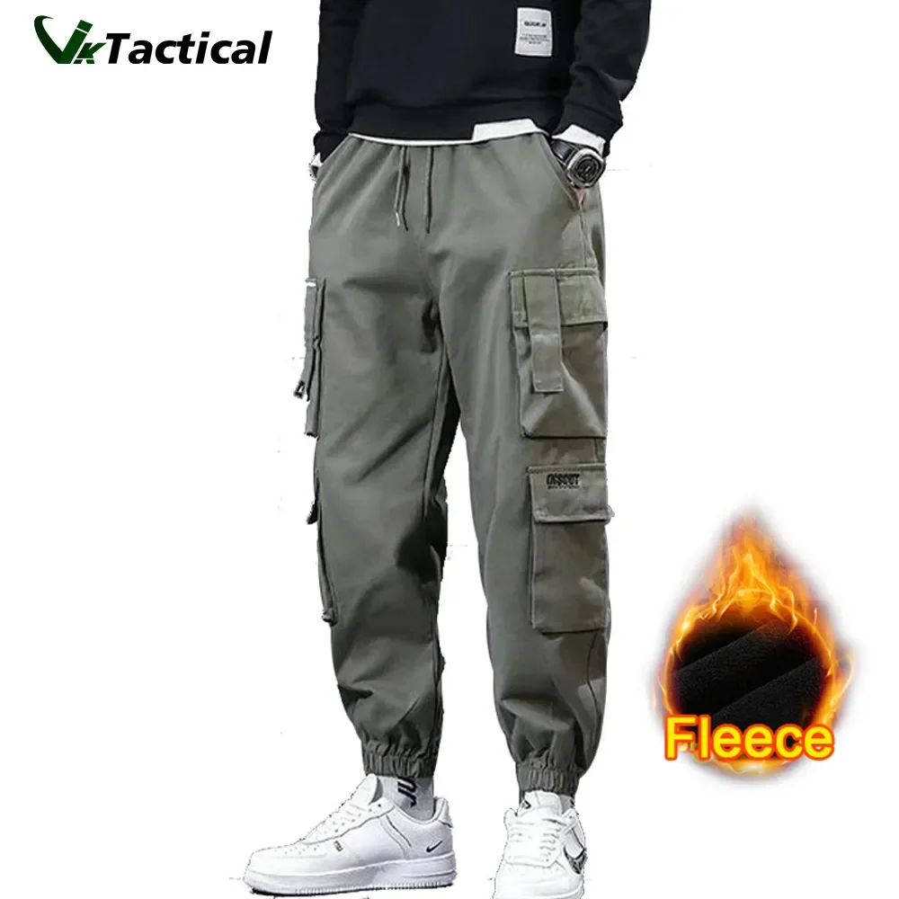 

Зимние плотные теплые флисовые брюки-карго для мужчин, новинка 2021, женская уличная одежда, черные джоггеры, мужские повседневные теплые брю...