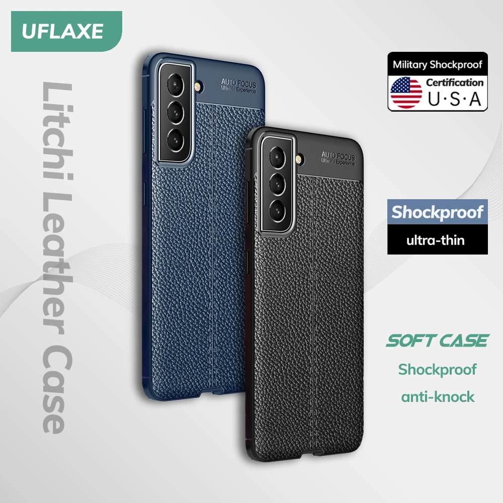 UFLAXE Original Shockproof Case for Samsung Galaxy S21 Ultra Plus Galaxy S21 FE 5G Soft Silicone Back Cover TPU Leather Casing