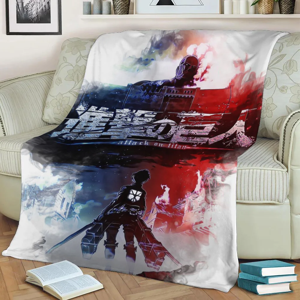 Одеяло из шерпы с принтом атака на Титанов покрывало для постели дивана теплое