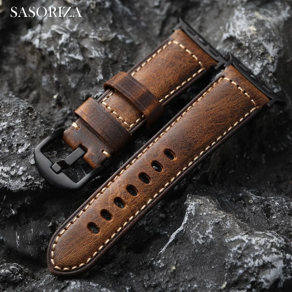 

Vintage genuine leather watch band for Apple Watch 3/4/5/6/7/8/SE/SE2/Ultra 42mm 44mm 45mm 49mm watch strap