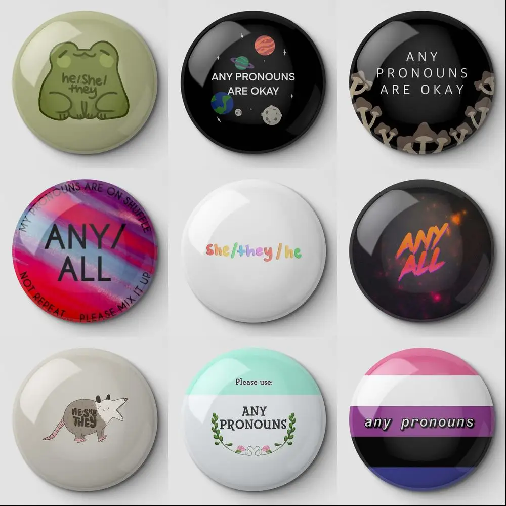 

Any Pronouns He She They Frog Are Okay My On Soft Button Pin Customizable Women Metal Gift Cartoon Jewelry Fashion Lapel Pin Hat