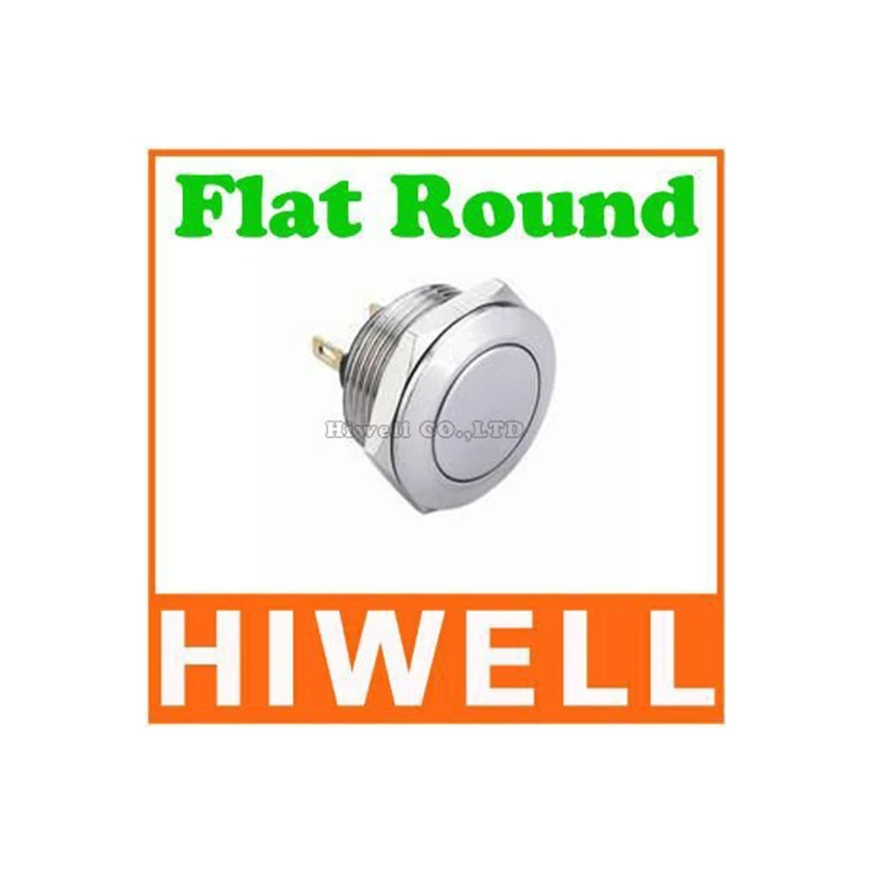 

19mm anti vandal push button switch flat round pin