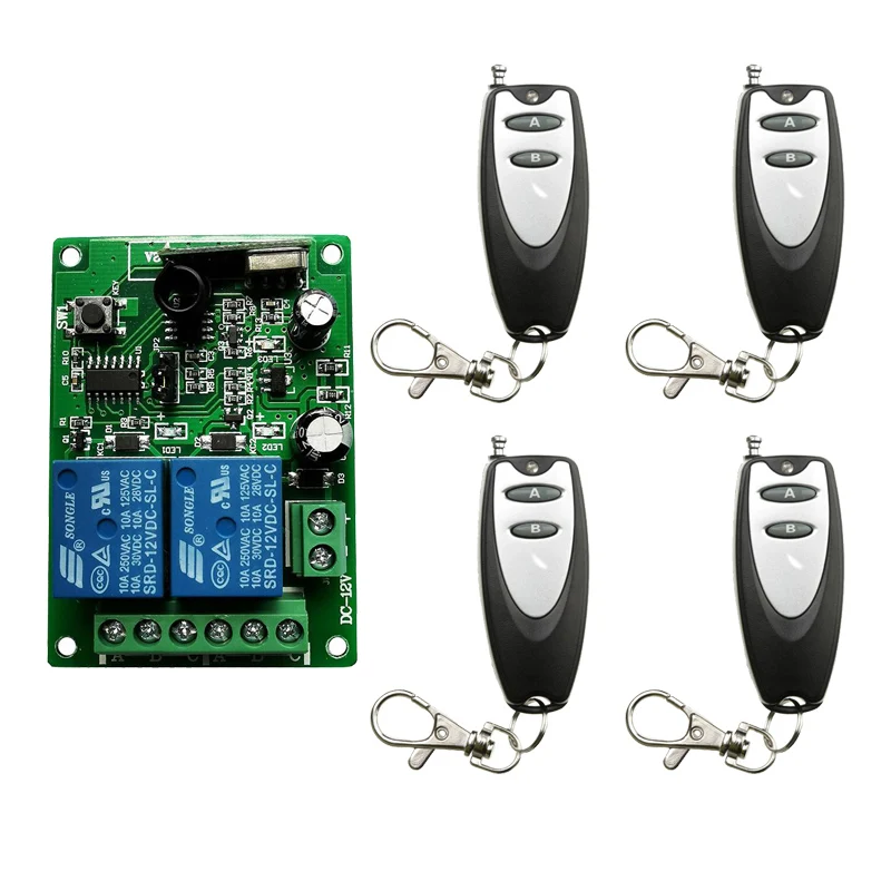 

433/315Mhz Universal Wireless Remote Control Switch DC 12V 24V 2 CH 2CH Relay Receiver Module and RF 433 /315Mhz Remote Control
