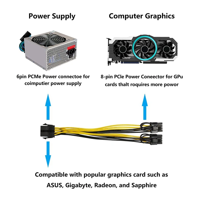 5 шт./упаковка кабель питания для процессора 8 Pin-2x8 Pin (6 + 2)