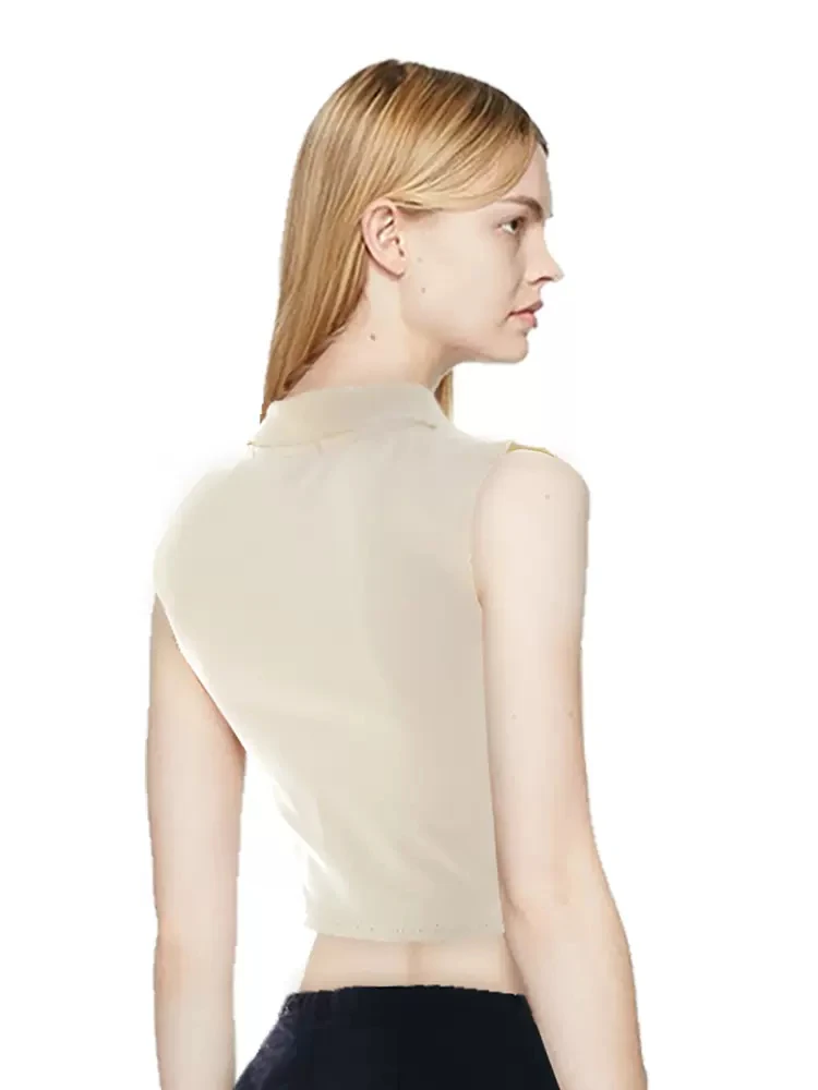 Женская майка с вышивкой PUWD бежевая майка-поло без рукавов и флагом Швейцарии