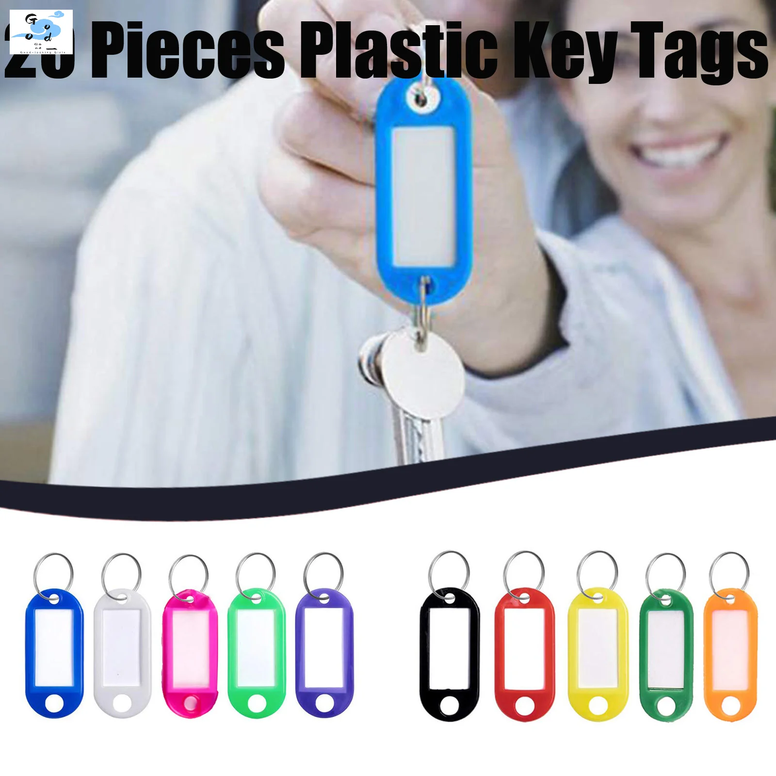 

20 Pieces Plastic Key Tags Assorted Key Rings Id Tags Name Card Label New Fashion Simple Key Chain 2023 Keychains For Women