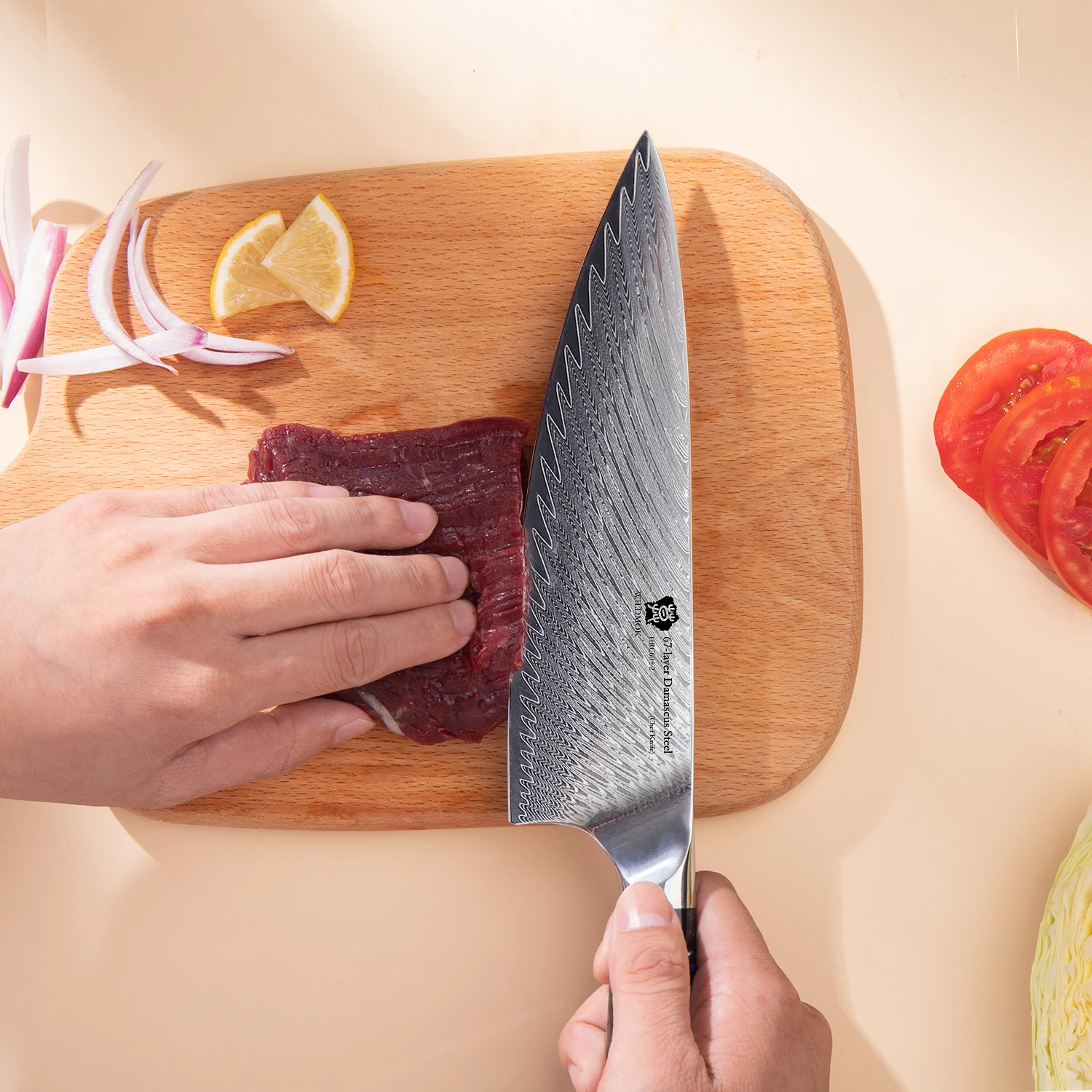 WILDMOK Профессиональный ручной работы 8-дюймовый черный полимерный нож 67 слоев