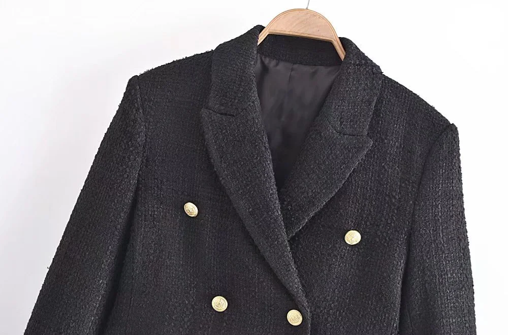 European and American style Women Fashion  Blazer Coat Vintage Long Sleeve Front Buttons Female Outerwear Chic