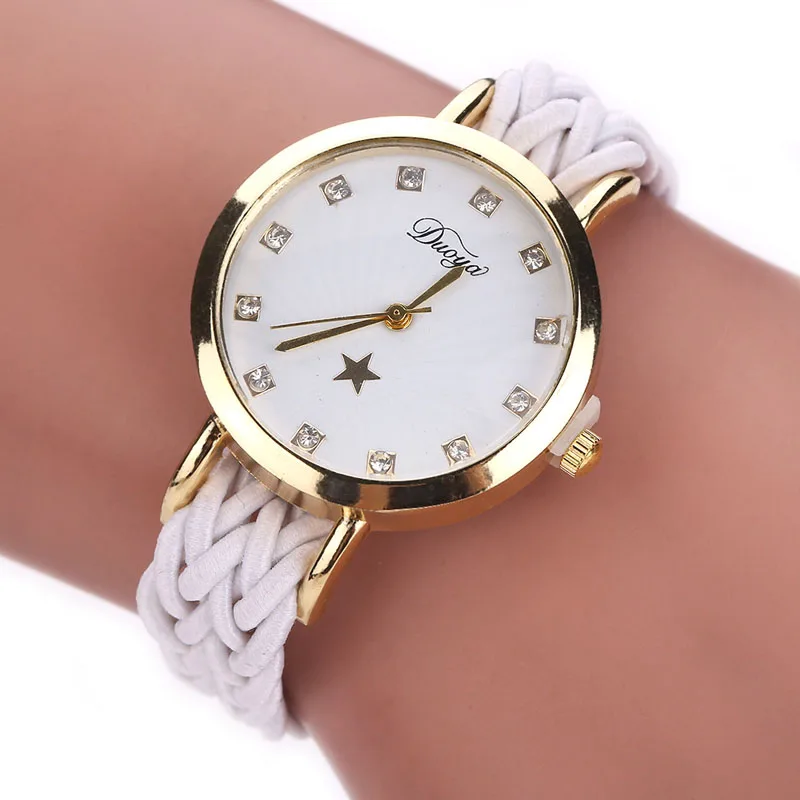 

Womens Casual for Rhinestone Crystal Braided Bracelet Analog Wrap Wrist