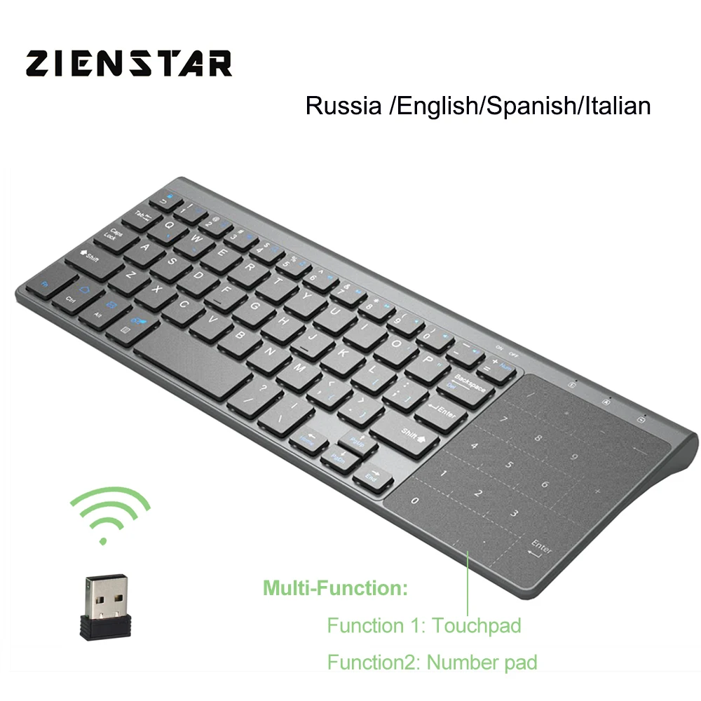 

Zienstar 2.4G Wireless Mini Keyboard with Touchpad and Numpad for Windows PC Laptop Ios Pad Smart TV HTPC IPTV Android Box