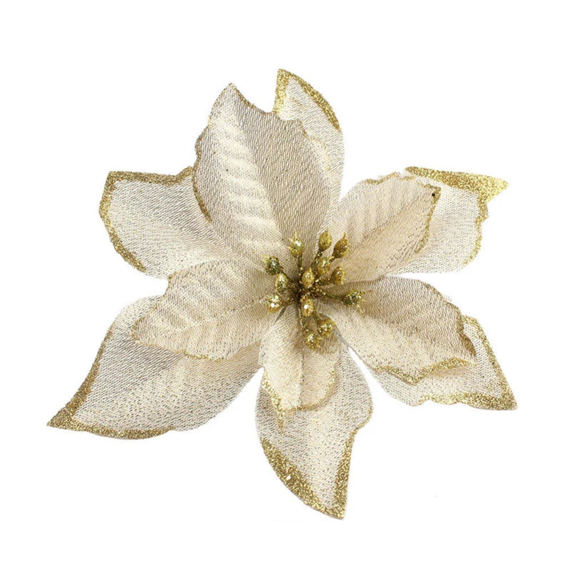 10 шт. 14 5 см блестящие искусственные рождественские цветы Мариу украшения для