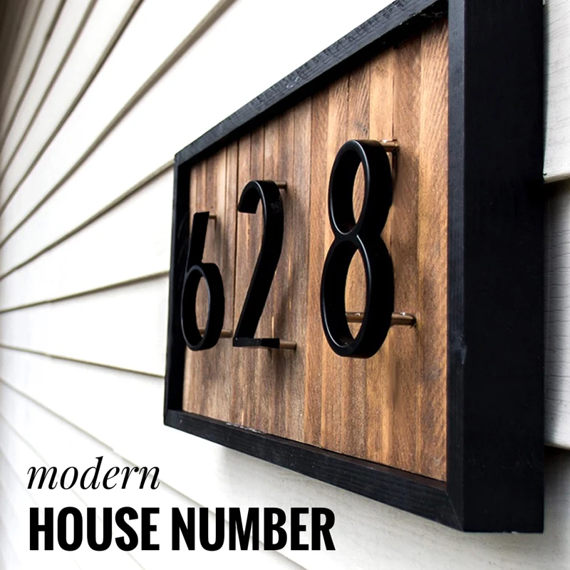 

125mm Floating House Number Letters Big Modern Door Alphabet Home Outdoor 5 in.Black Numbers Address Plaque Dash Slash Sign #0-9