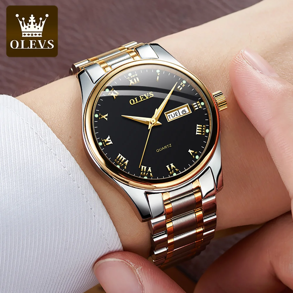 

OLEVS Fashion Luminous Waterproof Luxury Quartz Men Watch Stainless Steel Strap Weekly Calendar Display Mens Watches Reloj 5568