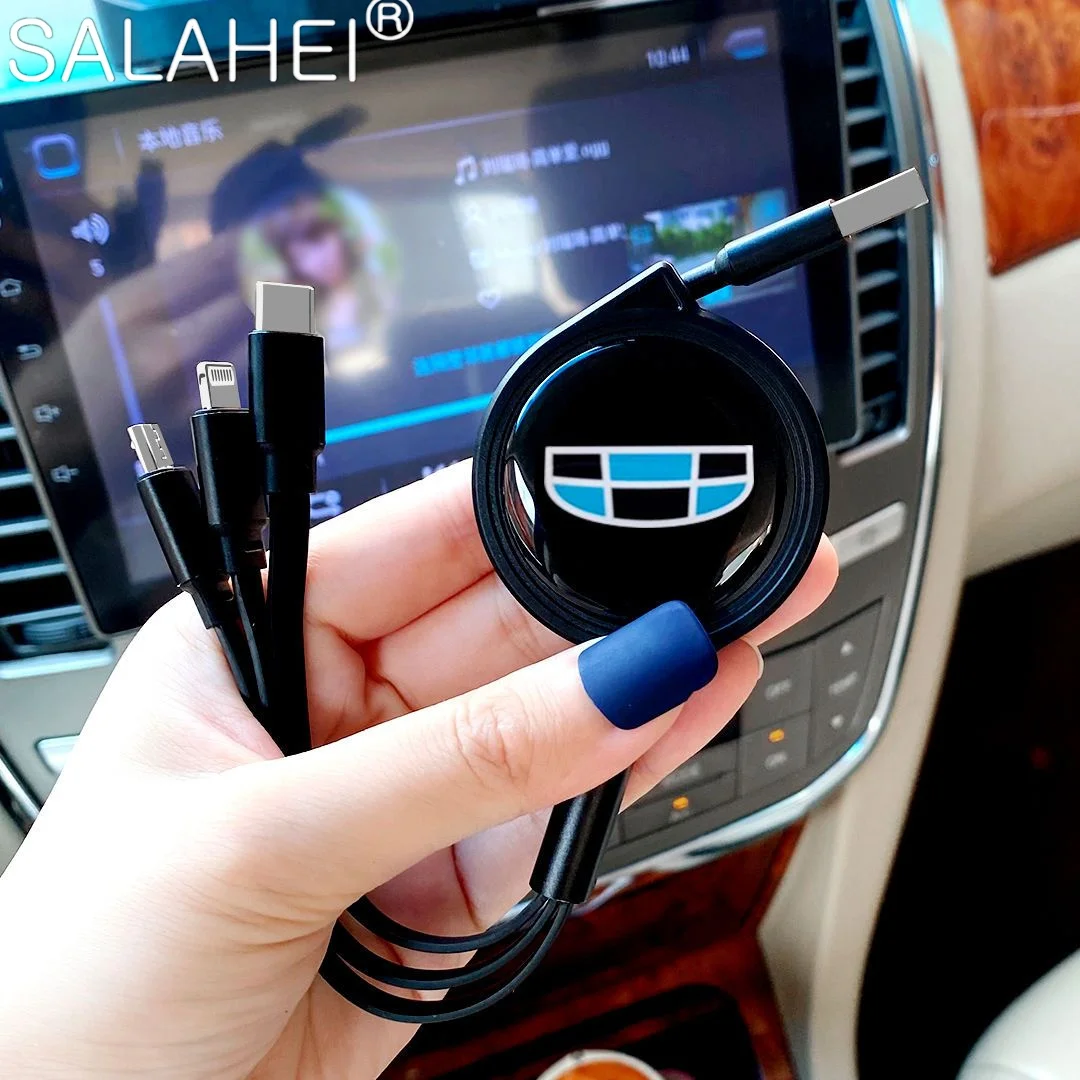 

3 In 1 Car Micro USB Type C Charging Cable Multi Battery Charger For Geely EMGRAND Atlas Coolray EC7 EC8 GS GC2 GC5 GC6 GC7 GX2