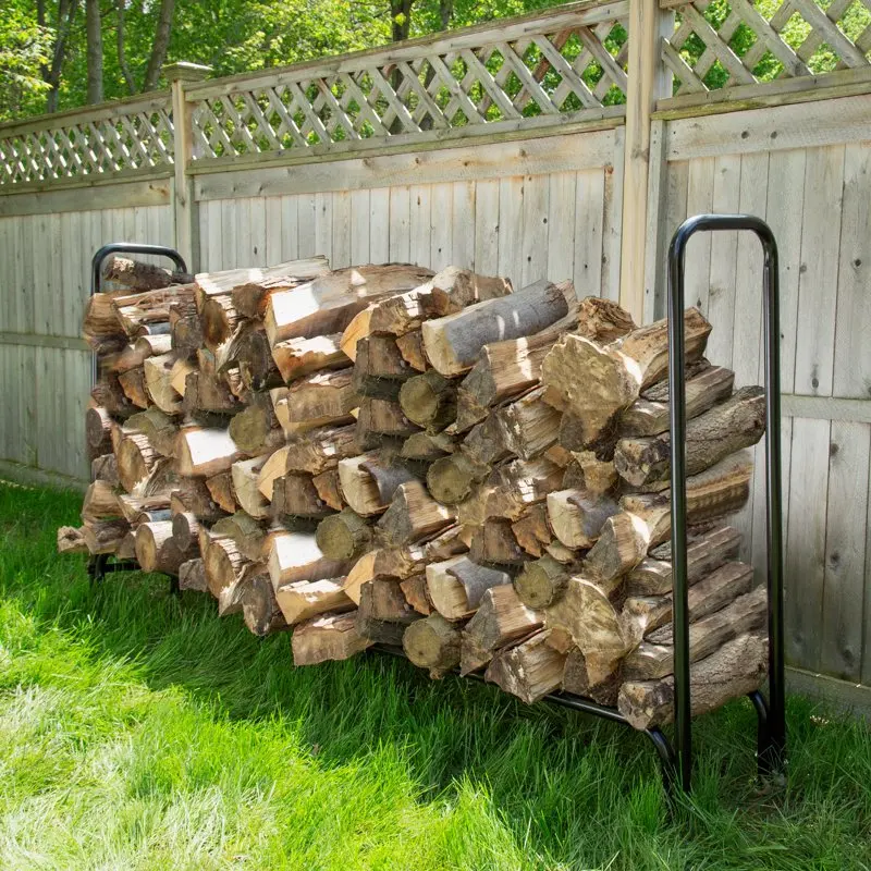 

8-Foot Firewood Rack for Stacking and Drying Wood (Black)