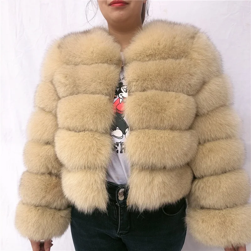 High Quality Natural Fox Fur Coat Long Sleeve Real Fox Fur Jacket Winter Natural Raccoon Women Fur Coat Silver Fox Red Fox Fur