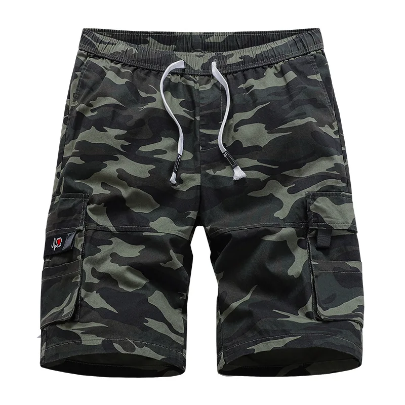 

New European Size Cotton Shorts Men's Beach Pants Summer Calf-Length Pants Streetwear Men Camouflage Sweatpants