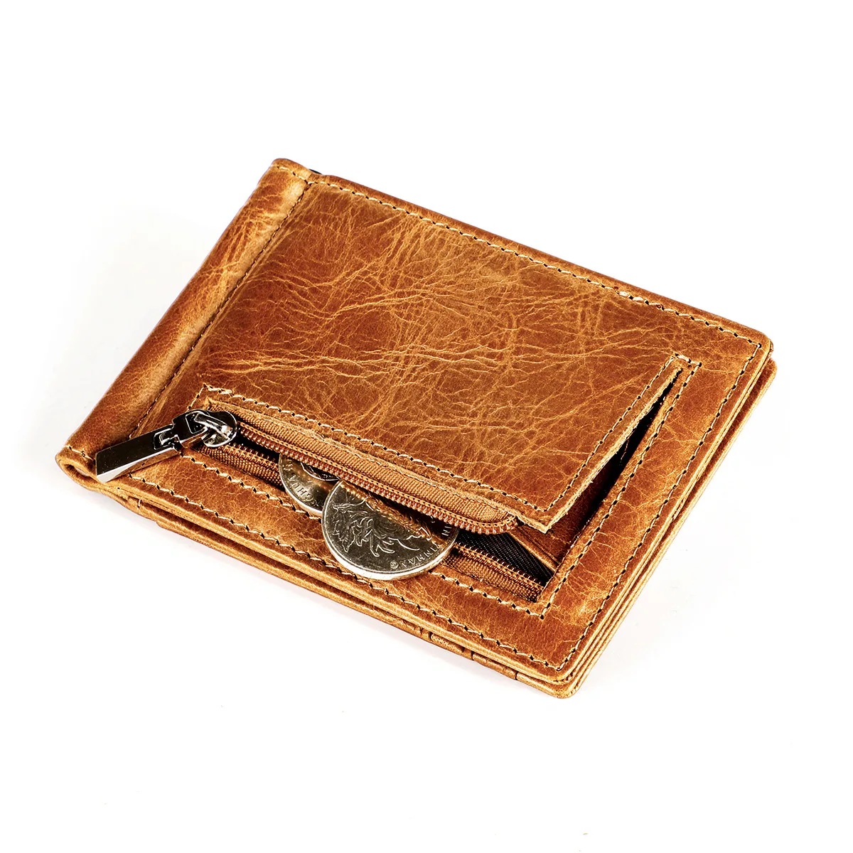 

Personalized Removable Holder Pocket Money Wallet Engraved Money Front Leather Money Genuine Clip Clamp For Clip