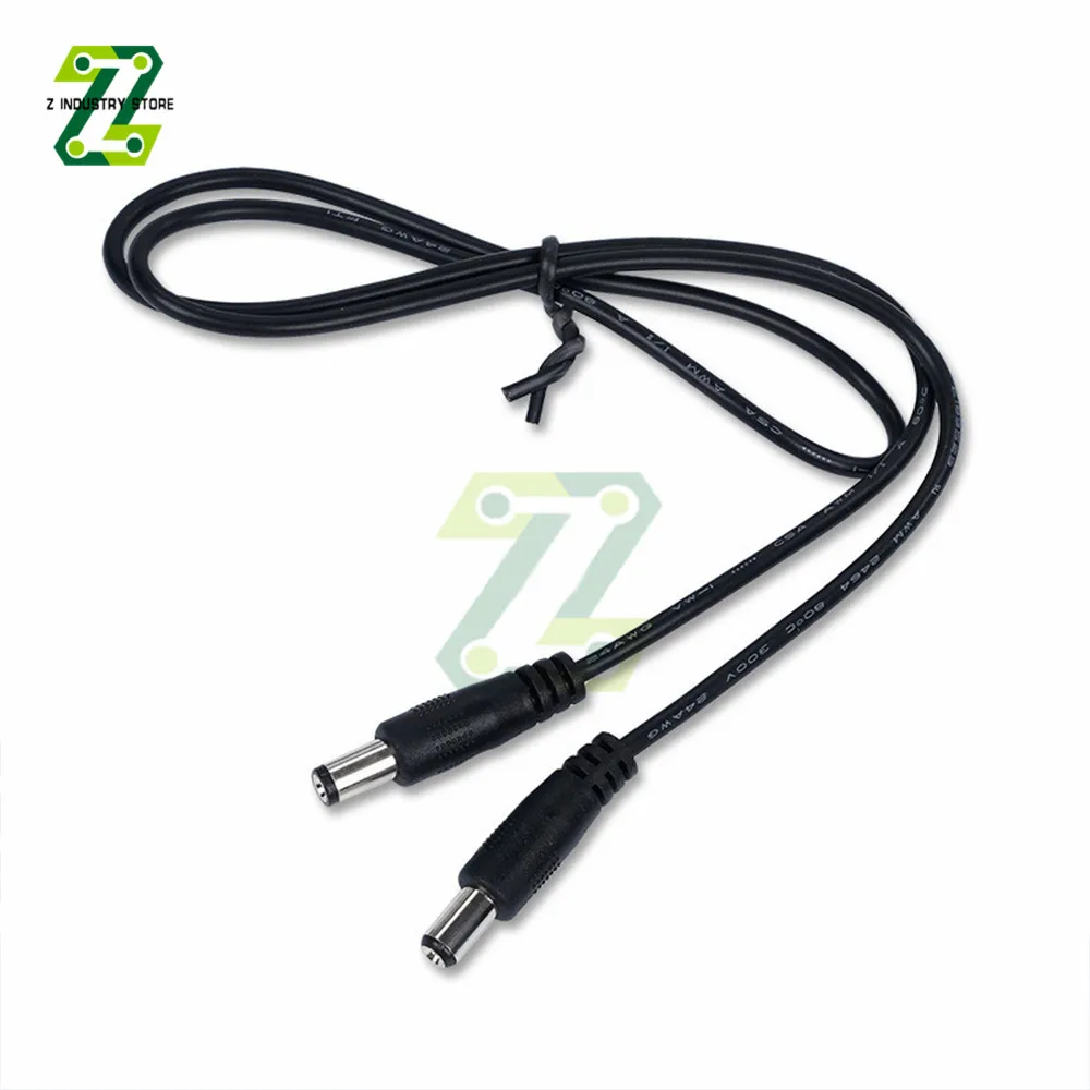 

DC 5.5X2.1 Extension Power Cable Wire 0.5m /0.25m/1m/2m Male To Male Connector 5.5*2.1 Cable Cord Black 22AWG