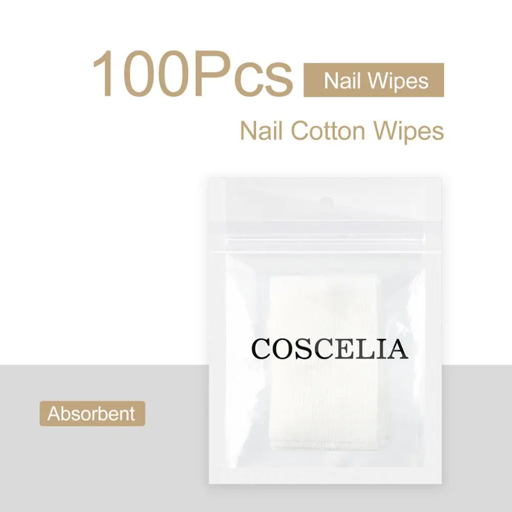 

COSCELIA Nail Art Cleaner Pad 100pcs Lint-Free Wipes Nail Polish Acrylic Gel Remover Towel Manicure Cleaning Wipes Cotton Paper