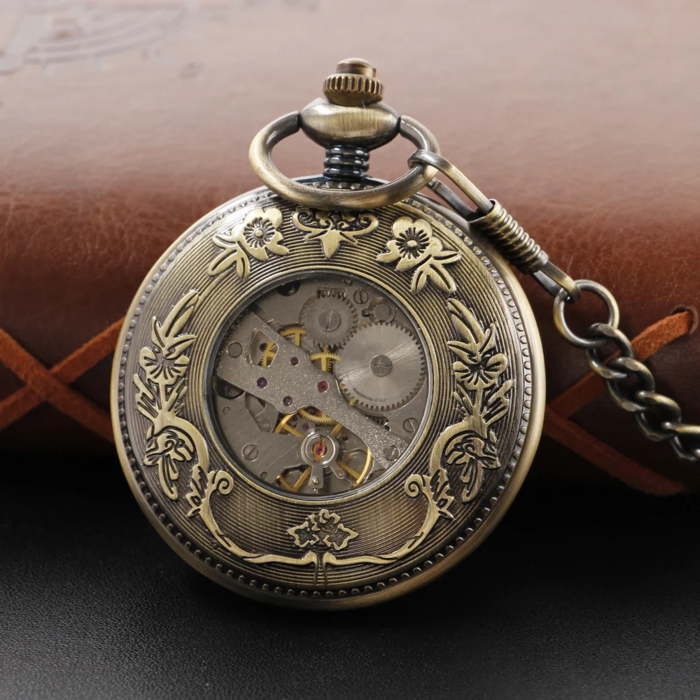 Antique Reindeer Hunter Series Manual Stringed Mechanical Pocket Watch Men's Necklace Pendant Clock Vintage Gentleman Gift
