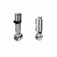 donjoy sanitary clamp stainless steel pneumatic valves double butterfly valve for beer milk cosmetics