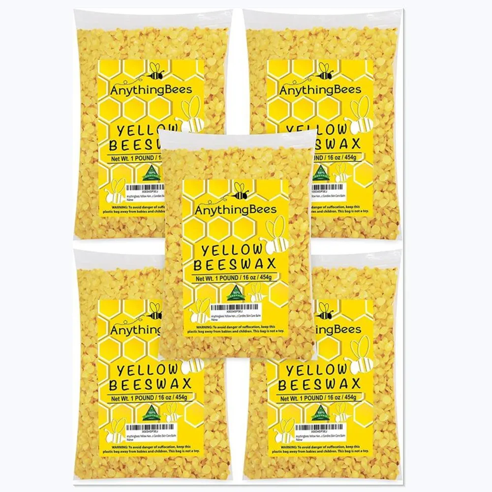 2lbs (5 bags) White and Yellow 100% Natural Organic Candle Beeswax Pellets For Handmade Candle Making