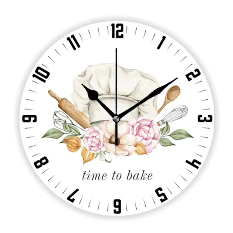 Шикарные акварельные инструменты для выпекания пекарни большие настенные часы