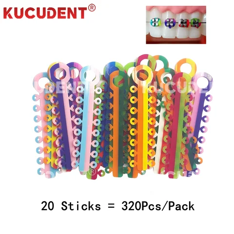 20 палочек, стоматологические ортодонтические лигатуры, двухцветные эластичные лигатурные резинки, кольцо для брекетов на зубах, стоматологические материалы