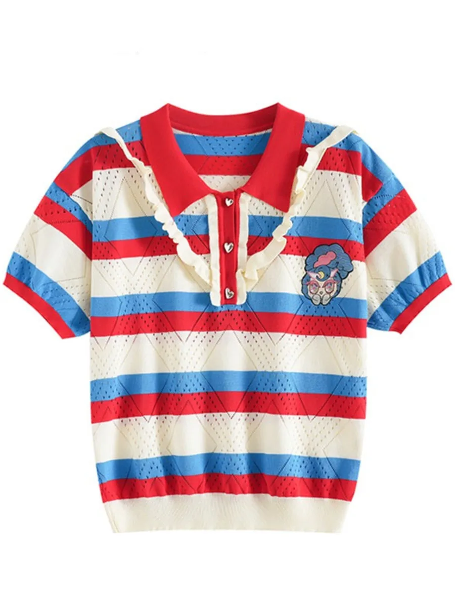 Женский трикотажный свитер в полоску