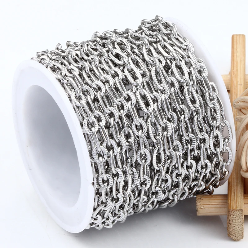 1Meters Stainless Steel Pressing Mark Chains Plated 18K Gold Jewelry Making Supplies DIY Men Women Necklace Bracelet Findings